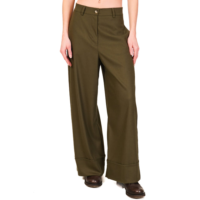 Dixie-Flannel Cuffed Trousers - Military