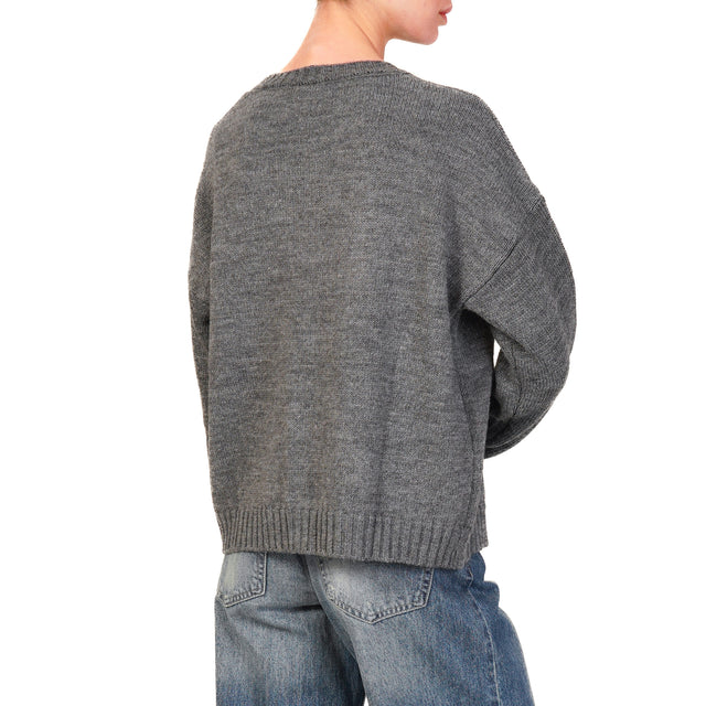 Tension in-Maglia mixed alpaca teddy bear christmas - anthracite/burgundy/light grey