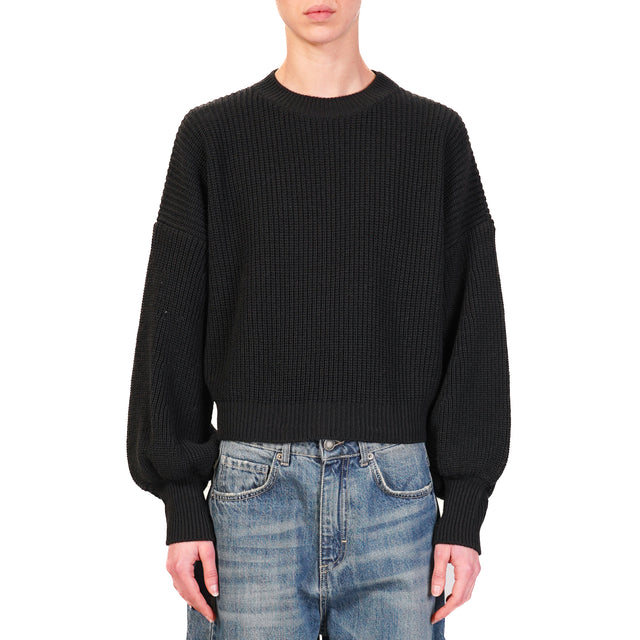 Vicolo-Maglia cut out balloon sleeve - black