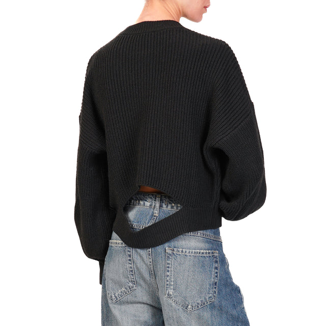Vicolo-Maglia cut out balloon sleeve - black