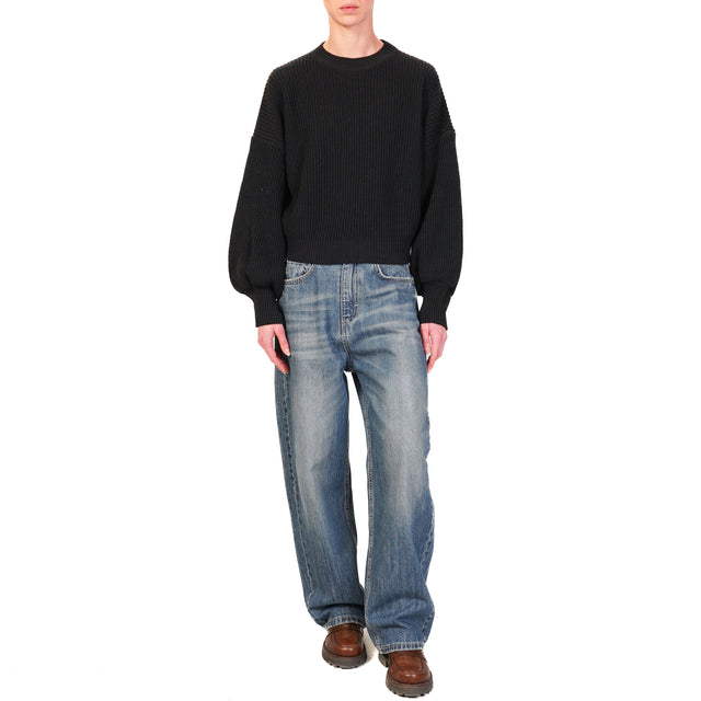 Vicolo-Maglia cut out balloon sleeve - black