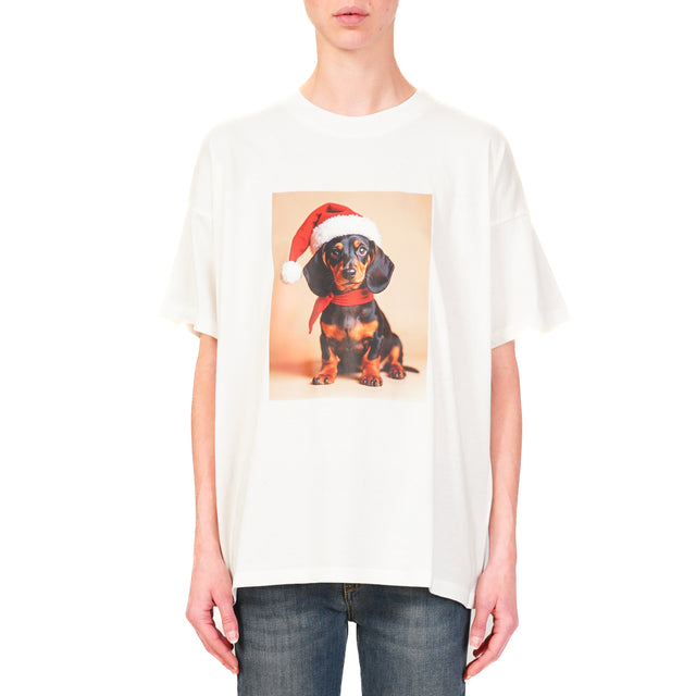 Vicolo-T-shirt dachshund with hat - white