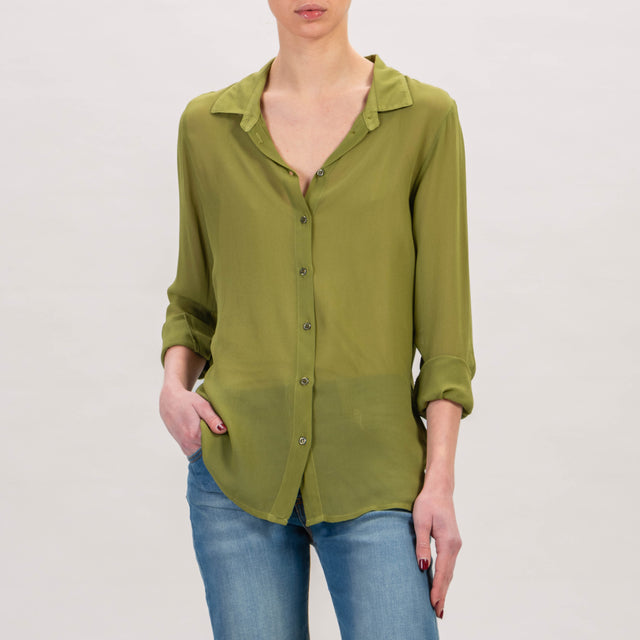 Zeroassoluto-Camicia georgette in viscosa - oliva