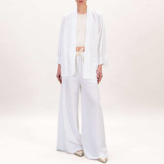 Tensione in-Giacca kimono misto lino - bianco