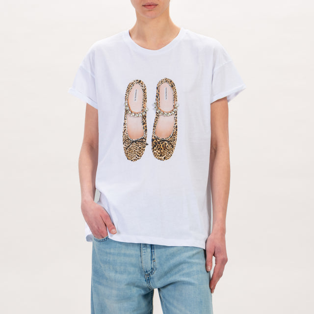 Tensione in-T-shirt scarpa maculata con strass - bianco