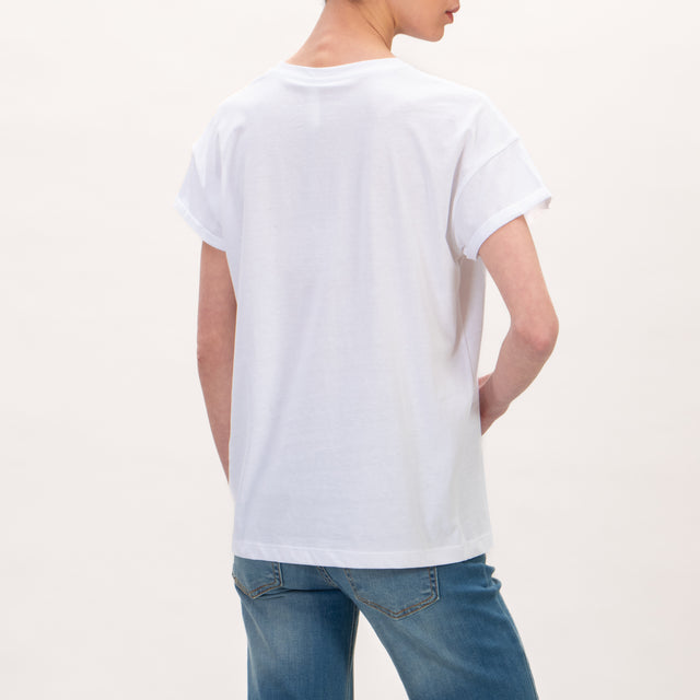 Tensione in- T-shirt sandalo con dettagli - Bianco