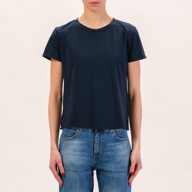 Zeroassoluto-T-shirt half sleeve side slits - blue