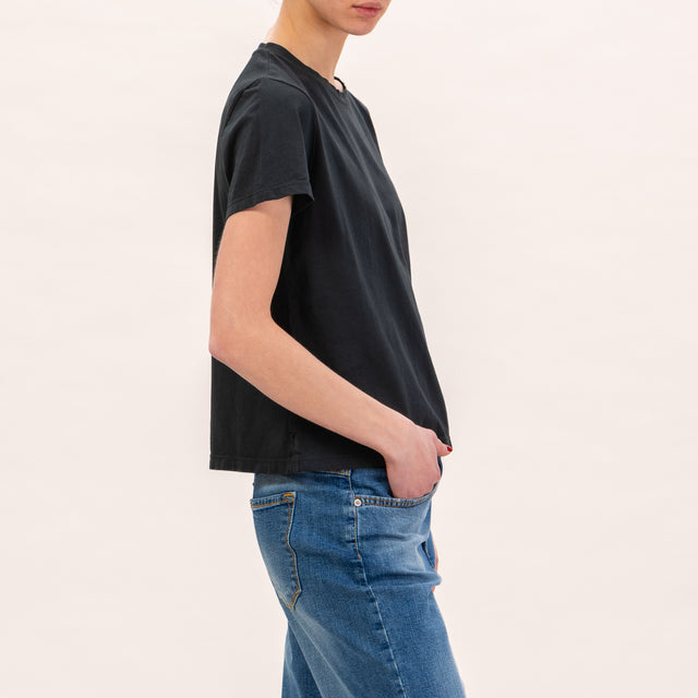 Zeroassoluto-T-shirt half sleeve side slits - black