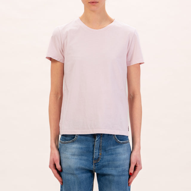 Zeroassoluto-T-shirt half sleeve side slits - pink