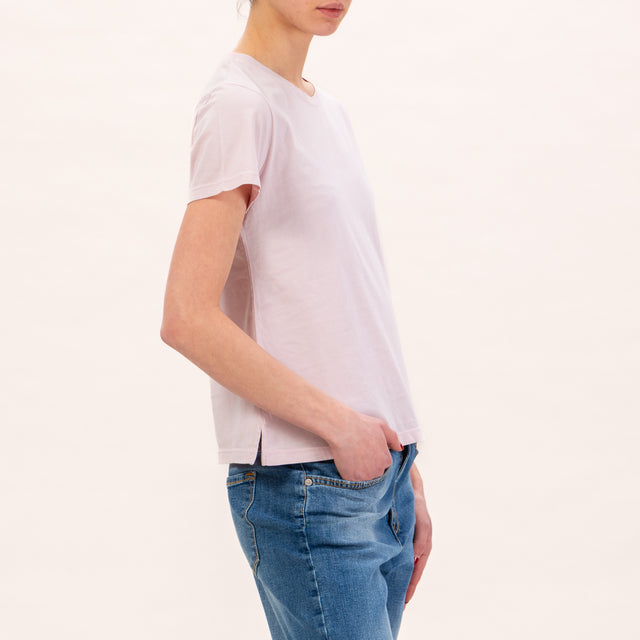 Zeroassoluto-T-shirt half sleeve side slits - pink