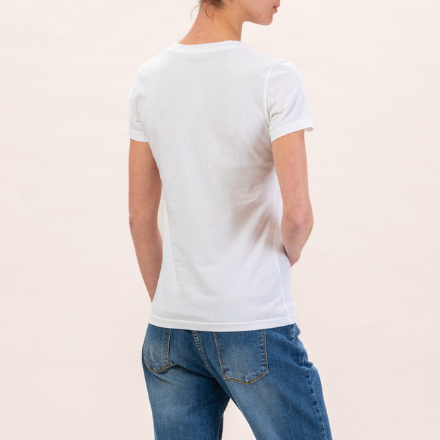 Zeroassoluto-T-shirt slimfit mezza manica - bianco