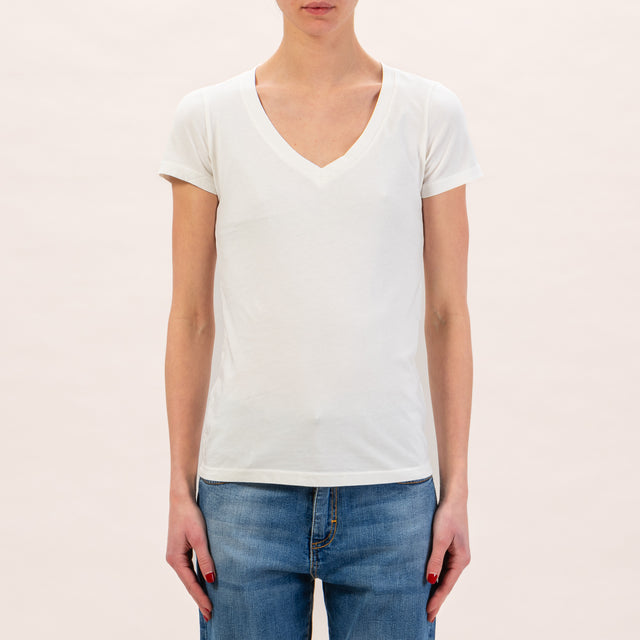 Zeroassoluto-Slimfit V-Neck T-Shirt - Butter