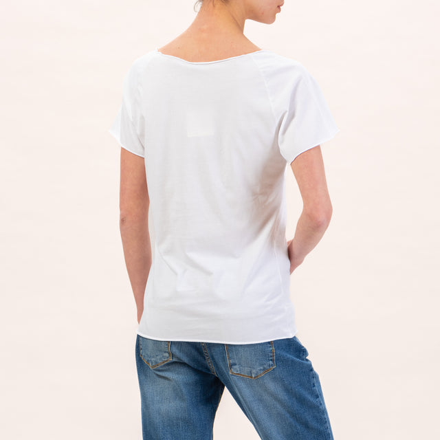 Zeroassoluto-T-shirt taglio vivo - bianco