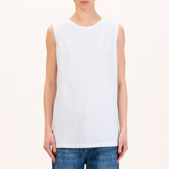 Zeroassoluto-Long tank top with slits - white