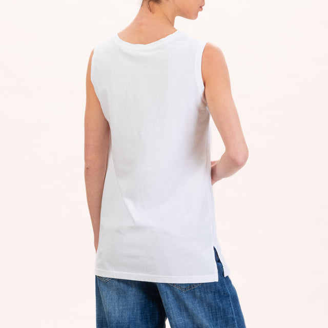 Zeroassoluto-Long tank top with slits - white