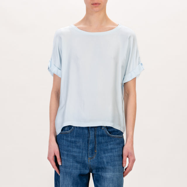 Zeroassoluto-Blusa scatola doppio tessuto - cielo