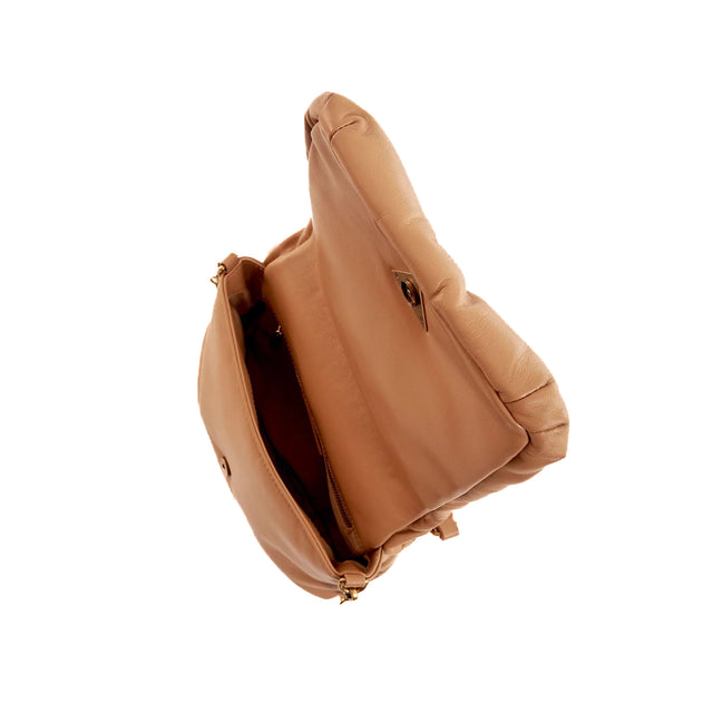 Vicolo-Bubble Shoulder Bag in Fluffly Leather - Camel