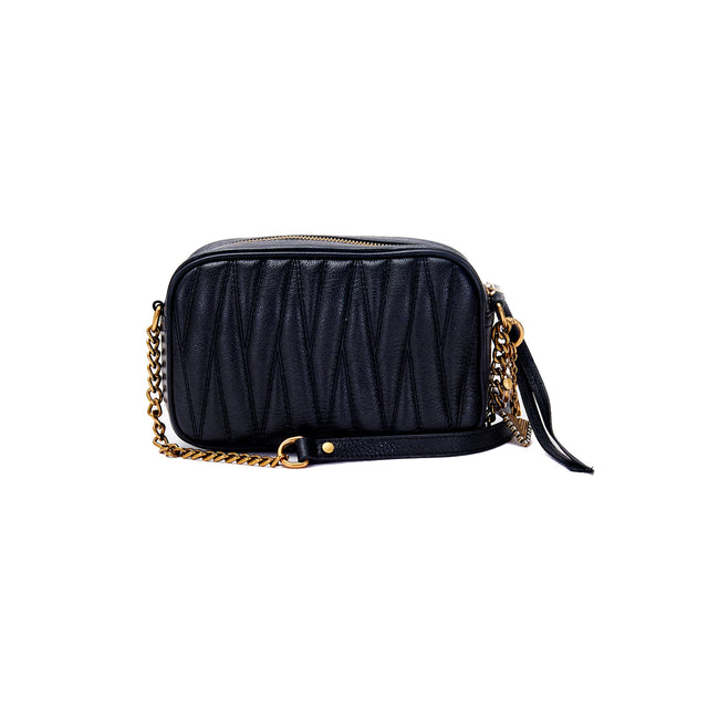 Vicolo-SOHO Quilted Leather Shoulder Bag - Black