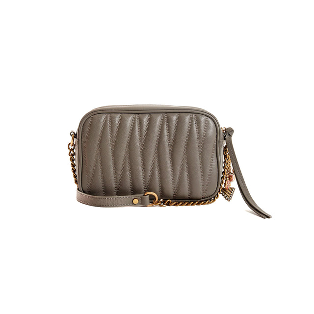 Vicolo-SOHO Quilted Leather Shoulder Bag - Grey