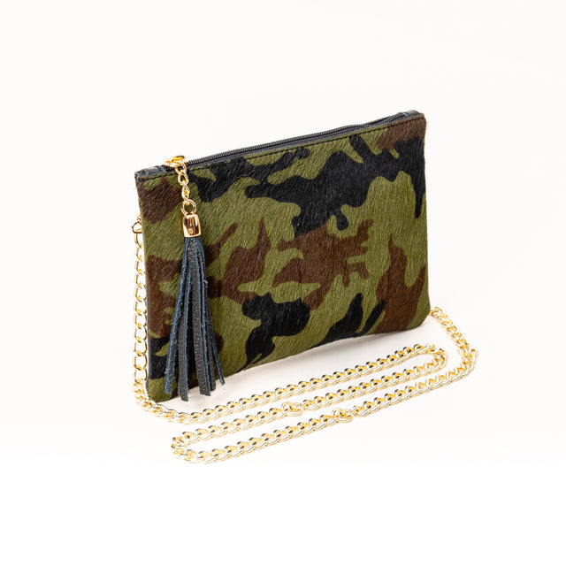 Zeroassoluto-Camo pony skin clutch bag - military