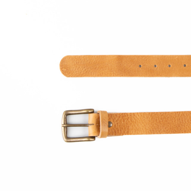 Zeroassoluto-Leather belt with bronze buckle - light leather