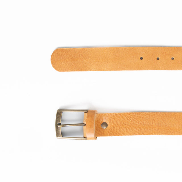 Zeroassoluto-Leather belt with bronze buckle - light leather