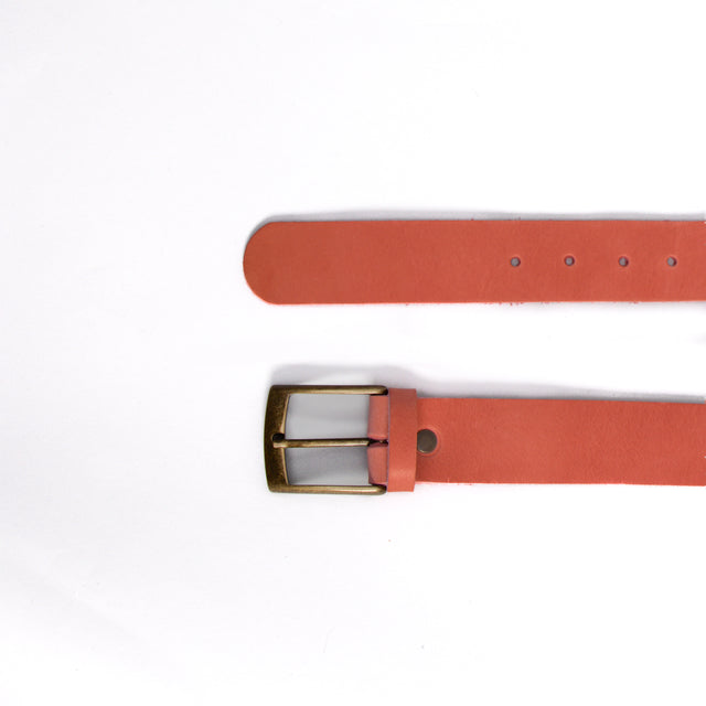 Zeroassoluto-Leather belt with bronze buckle - rose