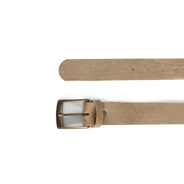 Zeroassoluto-Leather belt with bronze buckle - taupe