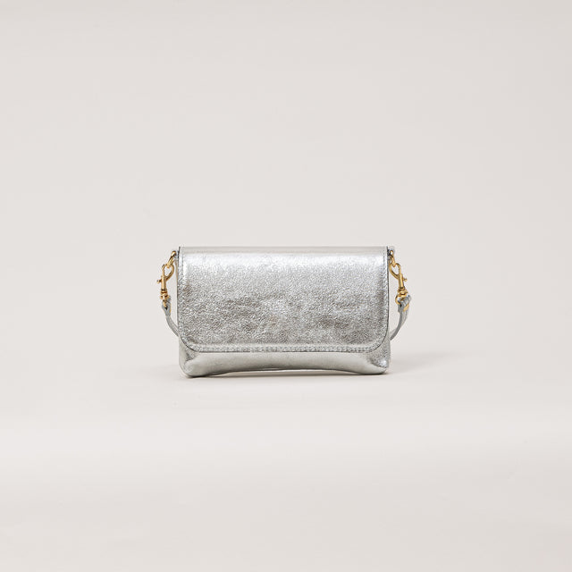 W by white mood-Pochette genuine leather - laminato argento