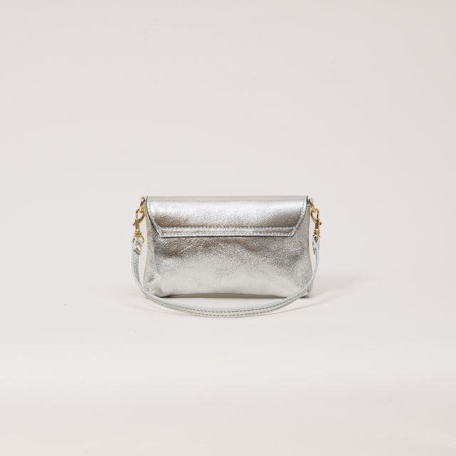 W by white mood-Pochette genuine leather - laminato argento