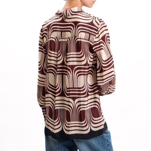 Dixie-Camicia fantasia optical - burro/burgundy