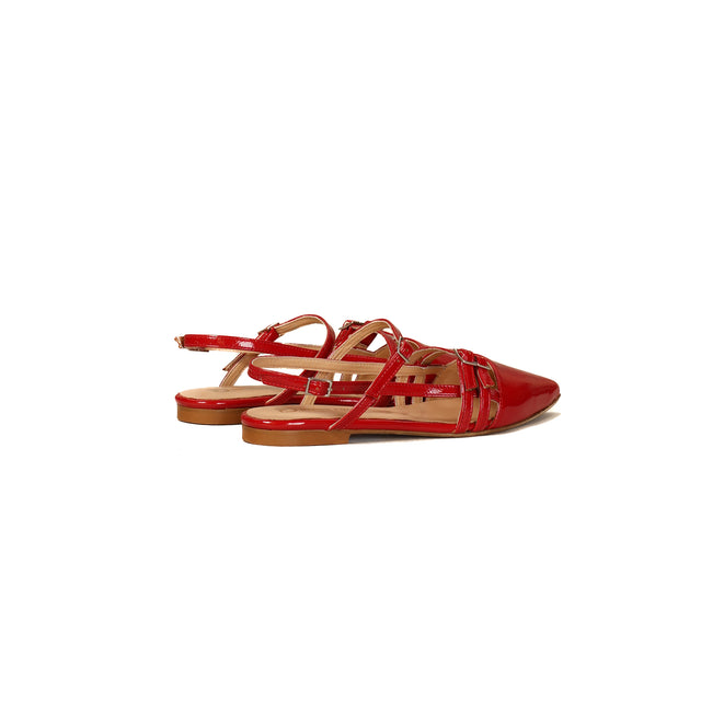 Divine Follie-Slingback naplak 3 fibbie - rosso