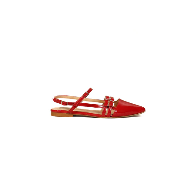 Divine Follie-Slingback naplak 3 fibbie - rosso