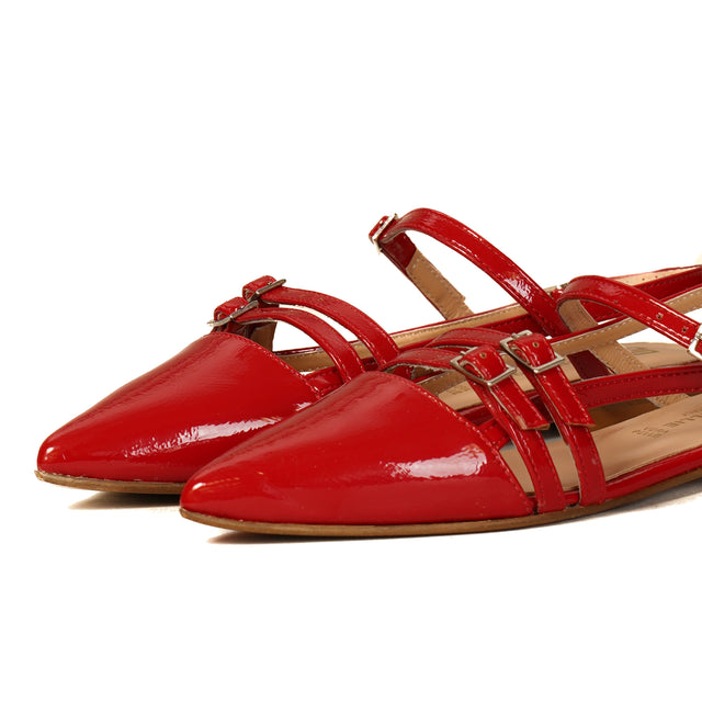 Divine Follie-Slingback naplak 3 fibbie - rosso