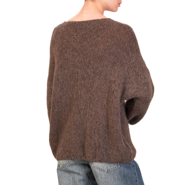 Zeroassoluto-Maglia scollo v baby alpaca - moro