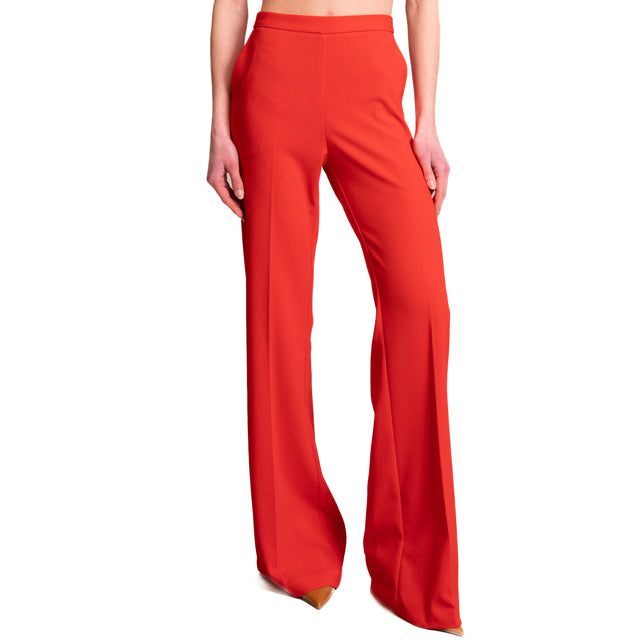 Imperial-Pantalone zampa in crepe elasticizzato - rosso