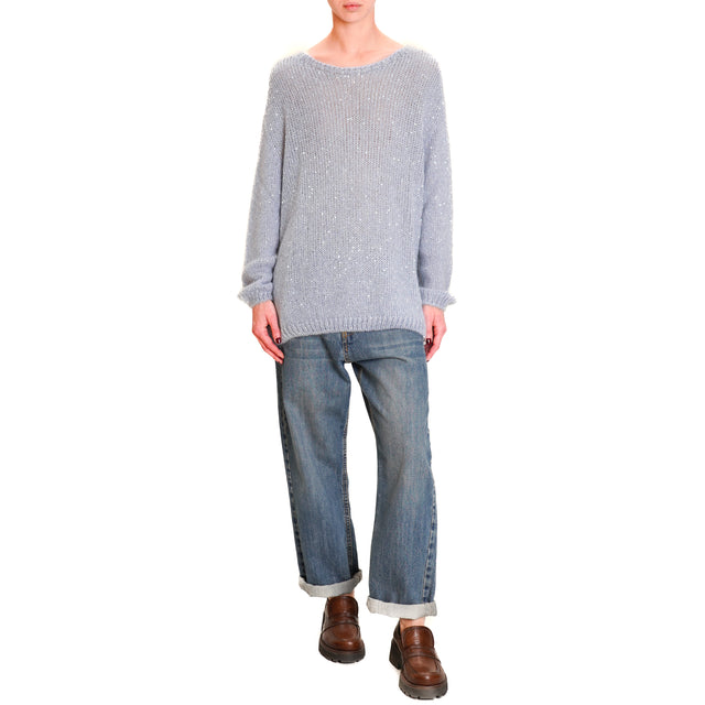 Tensione in-Maglia mohair micro paillettes - polvere