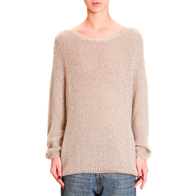 Tensione in-Maglia mohair micro paillettes - rosa