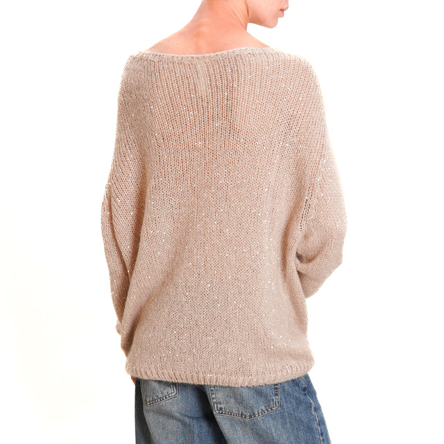 Tensione in-Maglia mohair micro paillettes - rosa