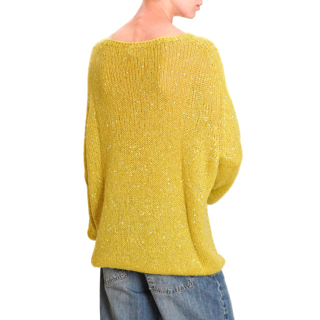 Tensione in-Maglia mohair micro paillettes - lime