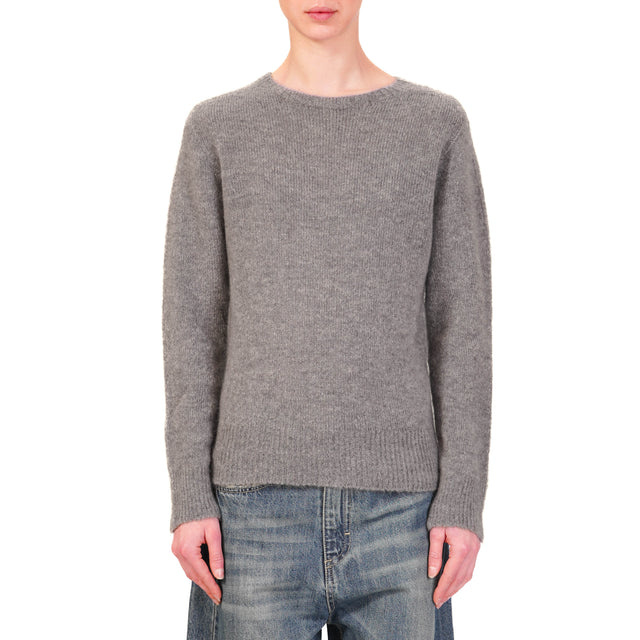 Tensione in-Maglia mohair elasticizzato girocollo - grigio