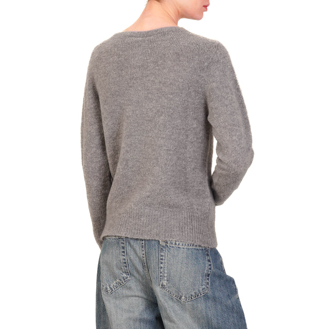 Tensione in-Maglia mohair elasticizzato girocollo - grigio