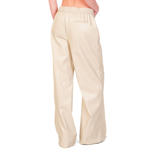 Haveone-Pantalone similpelle elastico dietro - sand