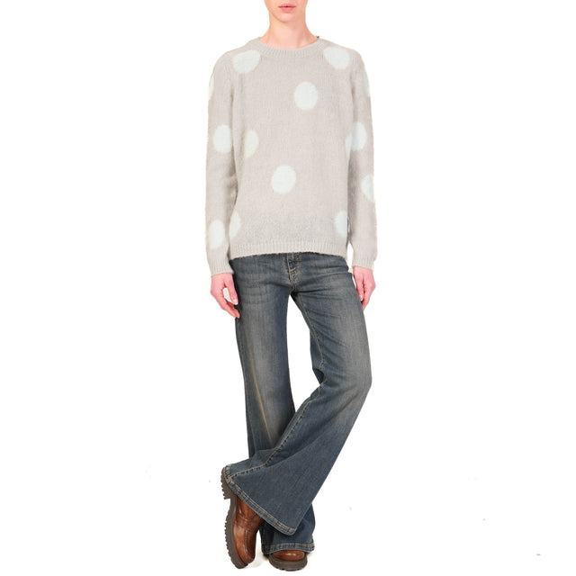 Vicolo-Maglia mohair maxi pois - grigio/acqua