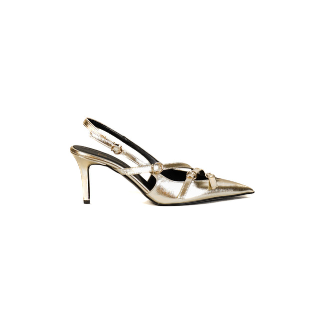 Divine Follie-Slingback laminata con tacco - platino