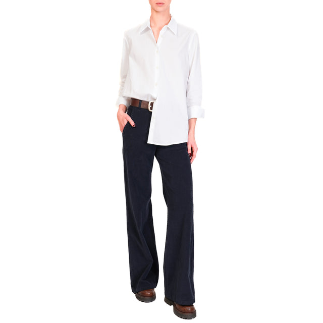 Zeroassoluto-LILLY palazzo trousers in stretch velvet - blue