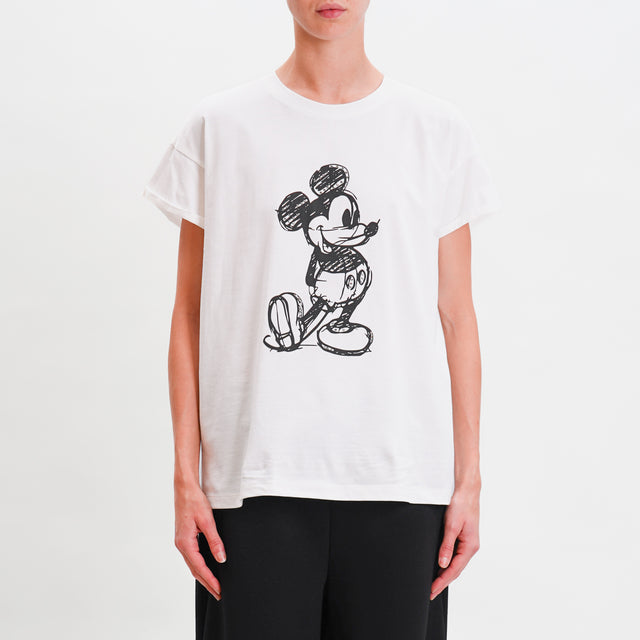 Tensione in-T-shirt Topolino con strass - bianco