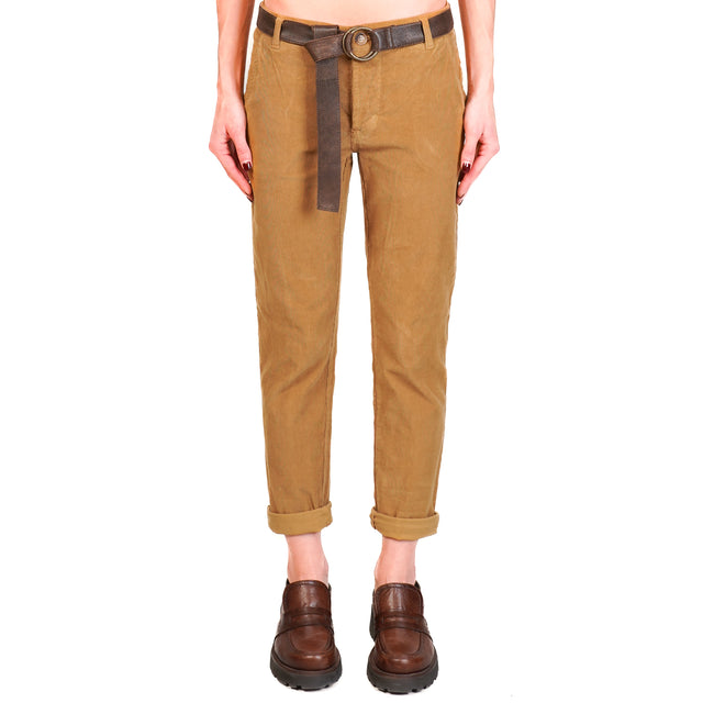 Zeroassoluto-LOIS chino trousers in stretch corduroy - humus