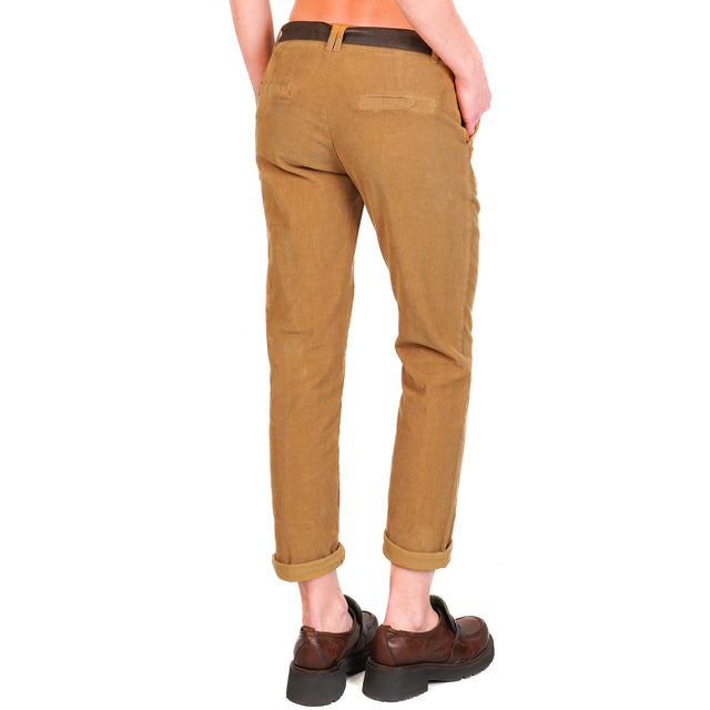 Zeroassoluto-LOIS chino trousers in stretch corduroy - humus