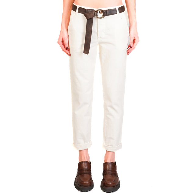 Zeroassoluto-Pantalone LOIS chino velluto millerighe elasticizzato - burro